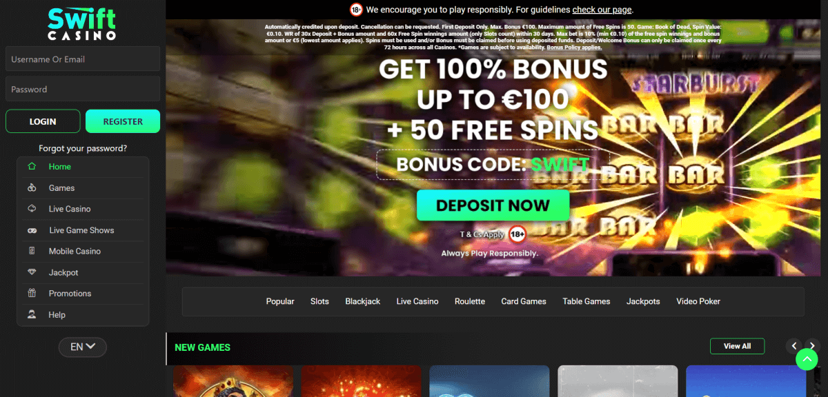 Oplev Swift Casino 2026 Registrering og Fordele